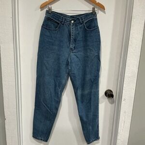 Sergio Valente Pinstripe Jeans, 11/12, Medium Wash, Ankle Zip, 80s, Railroad